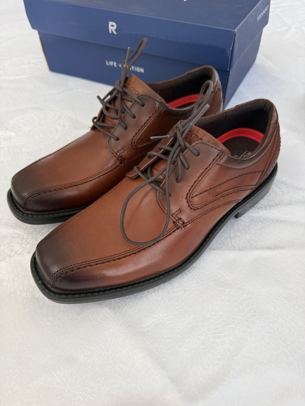 Rockport Men's Brown Leather Lace-Up Oxfords